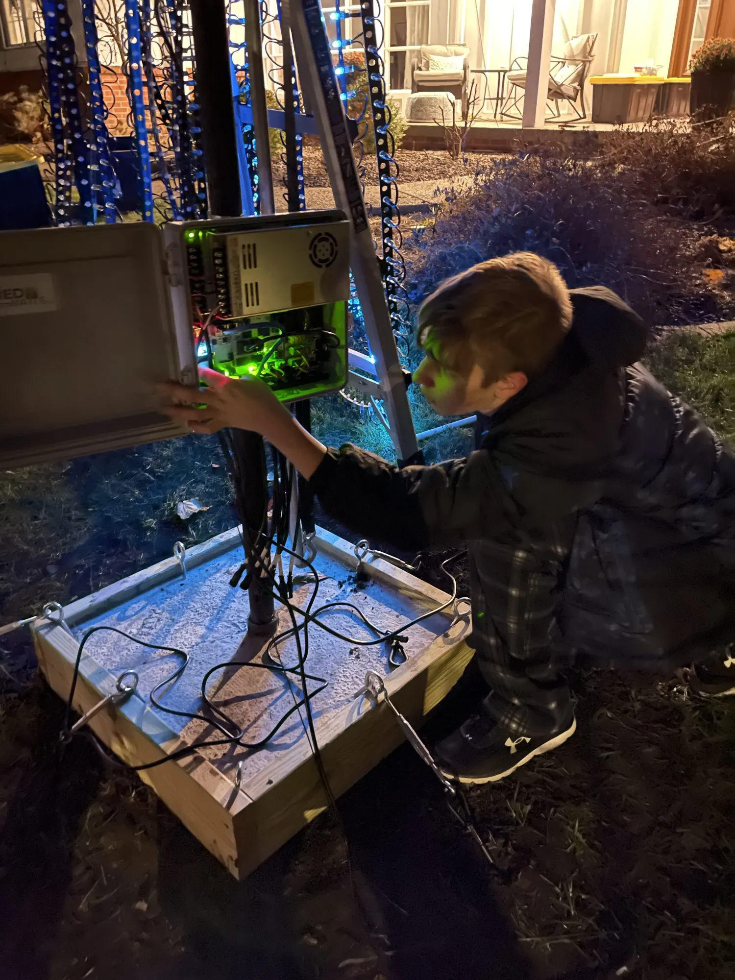 Max wiring the mega tree controller, 2021